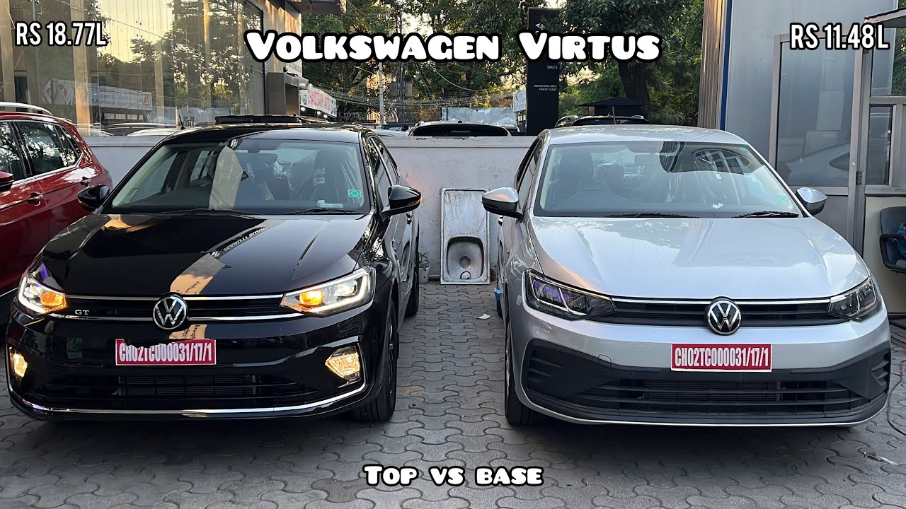 New Volkswagen Virtus Base Model vs Top Model 2023 🔥 Detailed Comparison - GT vs TSI | Black 🖤