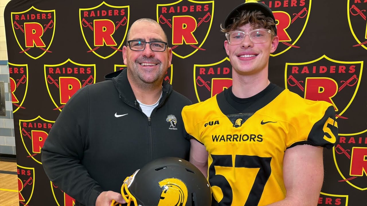 Local linebacker Jared Watts signs with the Waterloo Warriors in OUA football