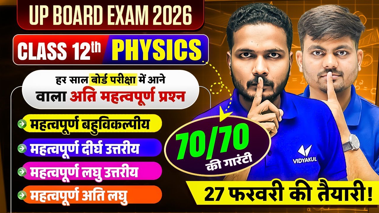 Class 12 Physics | Most Important Questions | Short Question, Long Question, MCQ's | Board Exam 2026