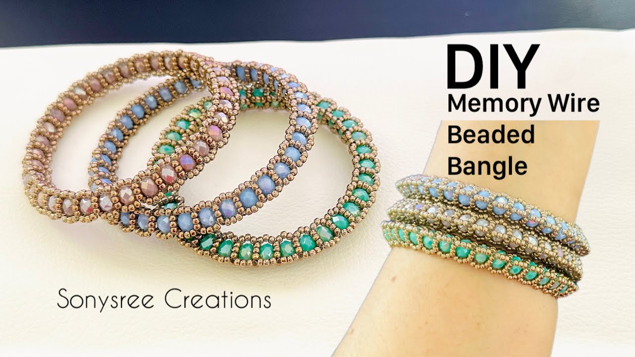 Beaded Bangle with memory wire || Memory wire beaded bangle || How to make beaded jewelry