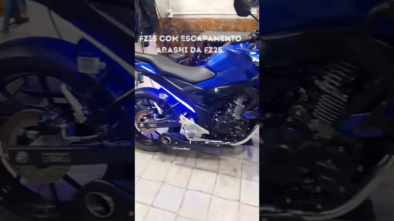FZ15 com escapamento arashi da FZ25 adaptado