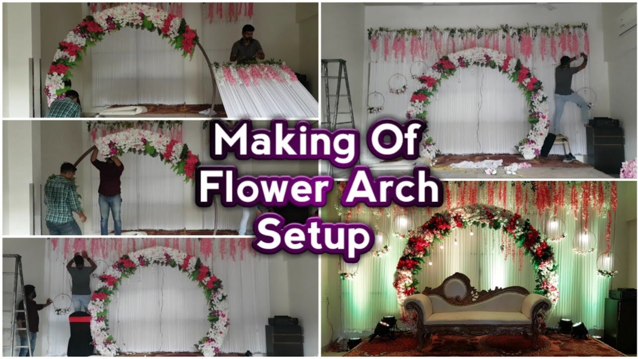 Making of flower arch setup|Flower arch setup|Wedding stage decoration|Floral arch backdrop