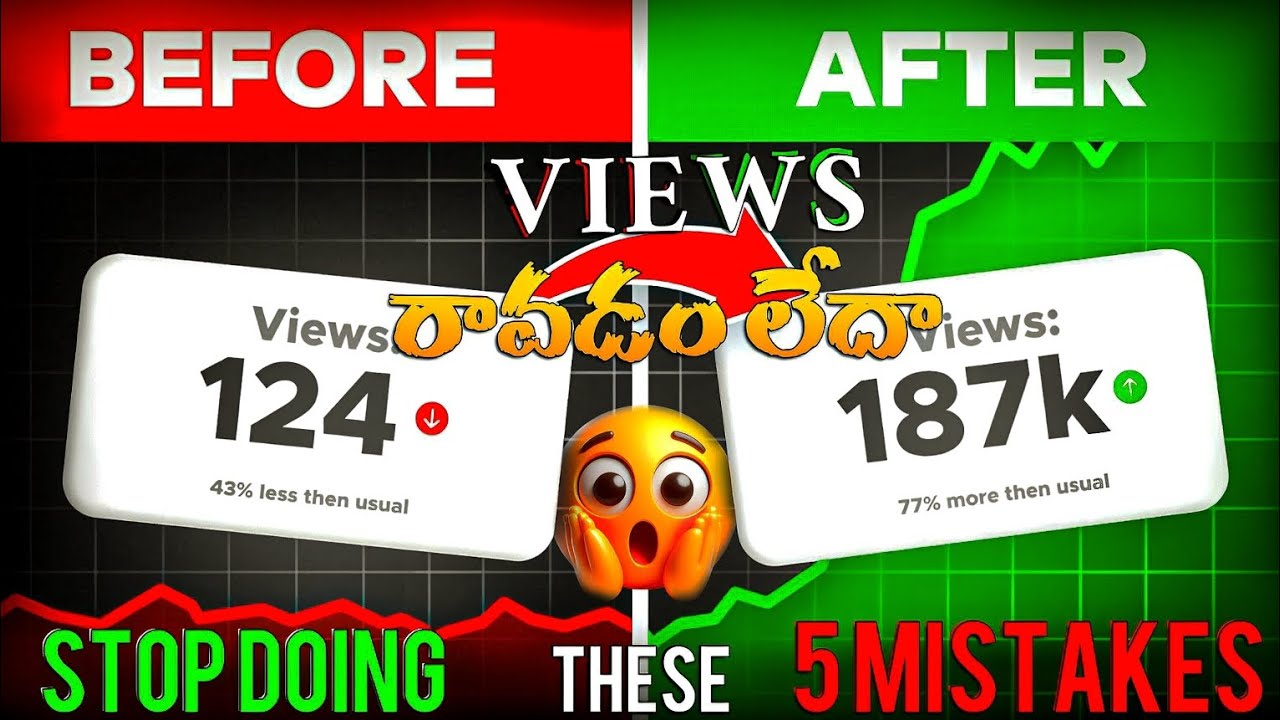 How to get more views in YouTube tips telugu | Fix these 5 mistakes to grow your channel 5X faster🚀|