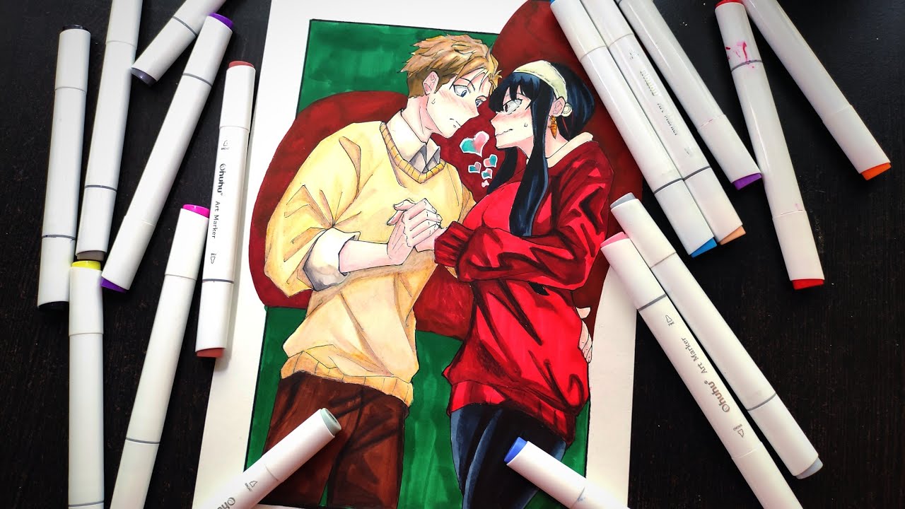 Drawing Loid and Yor forger from spy x family
