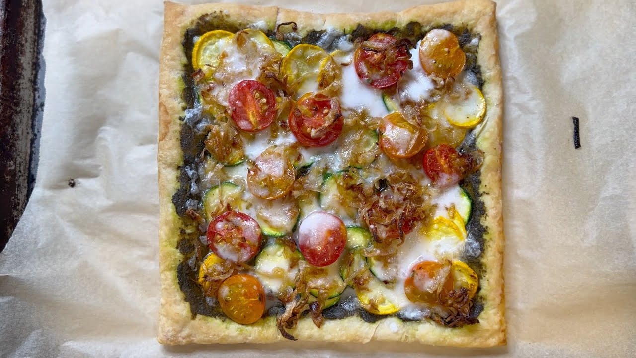 Puff Pastry with Pesto, Tomato, and Summer Squash