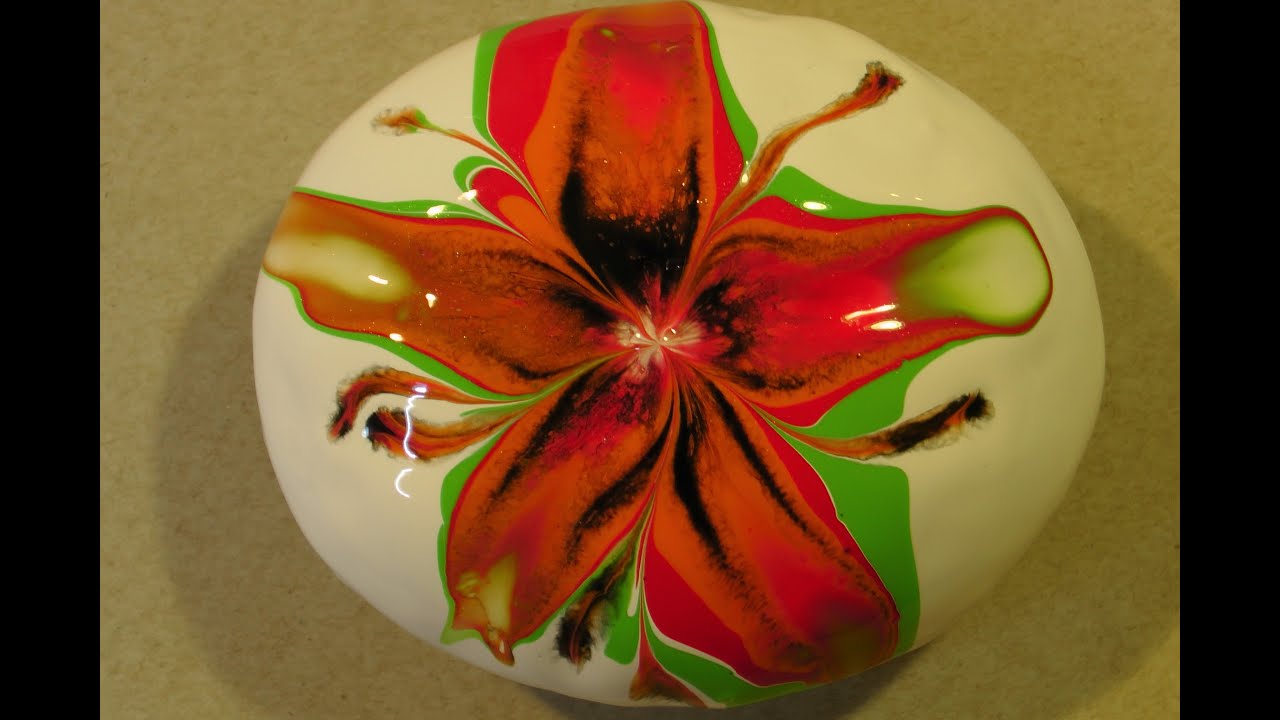 Steine bemalen, Acrylic Pouring on a Rock.