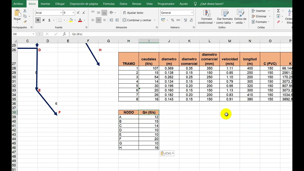 CALCULO DE VELOCIDADES, PERDIDAS DE CARGA Y PRESIONES EN REDES ABIERTAS