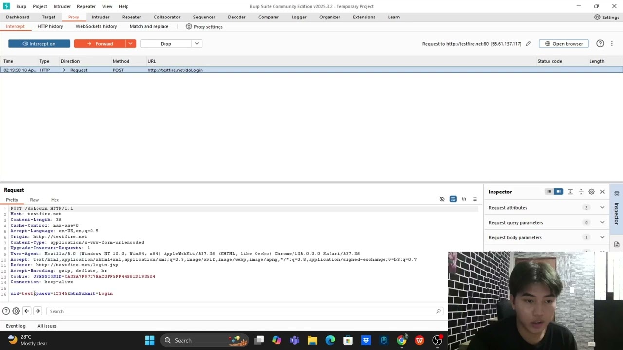 Intercept and Modify Requests using Burp Suite