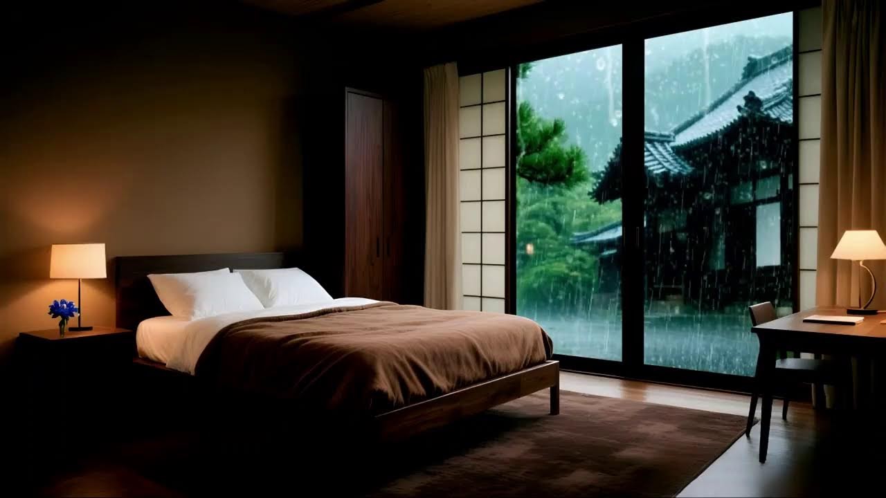 Peaceful Night Rain 🌙🌧️ Deep Sleep & Stress Relief Soft Piano Music