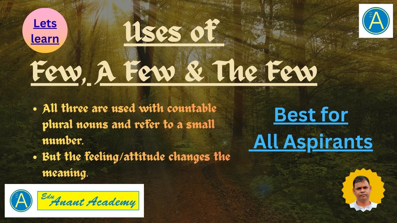 Proper Uses of - Few, A Few & The Few | Complete Grammar Concept | Class 10 CBSE | English Grammar