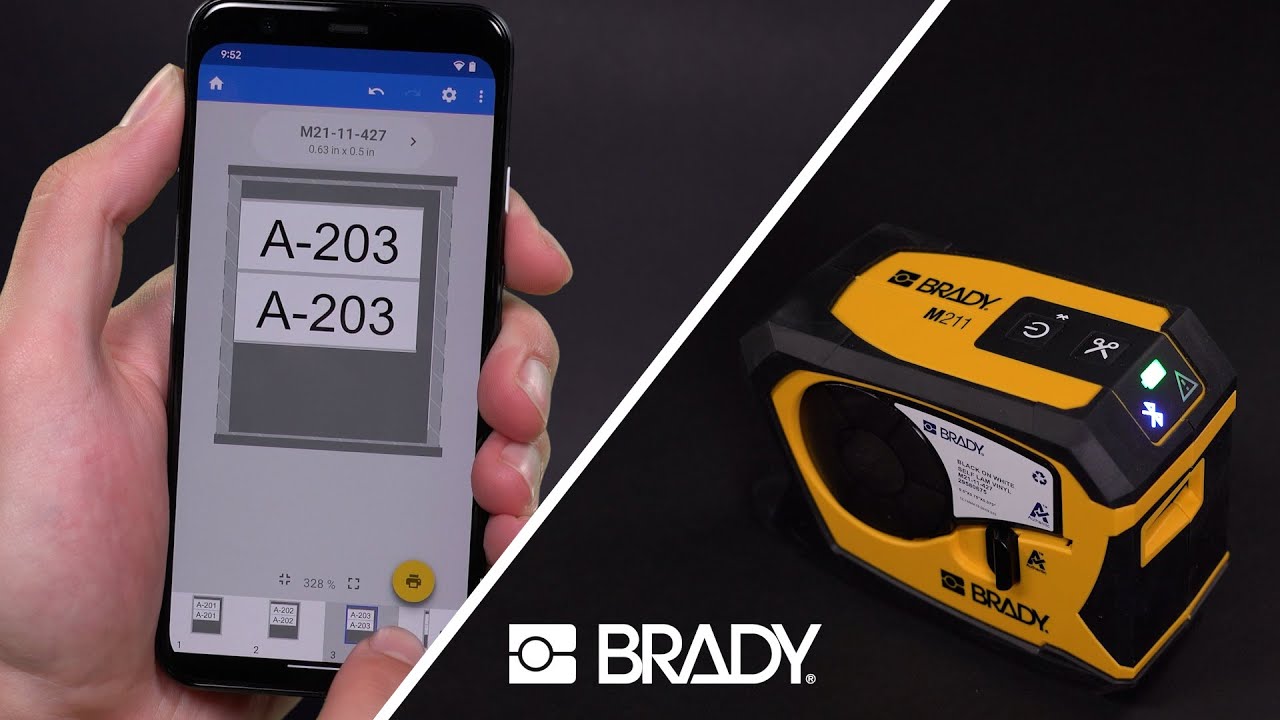 Bluetooth-принтер этикеток Brady M211 | Создайте серию последовательных этикеток с помощью прилож...