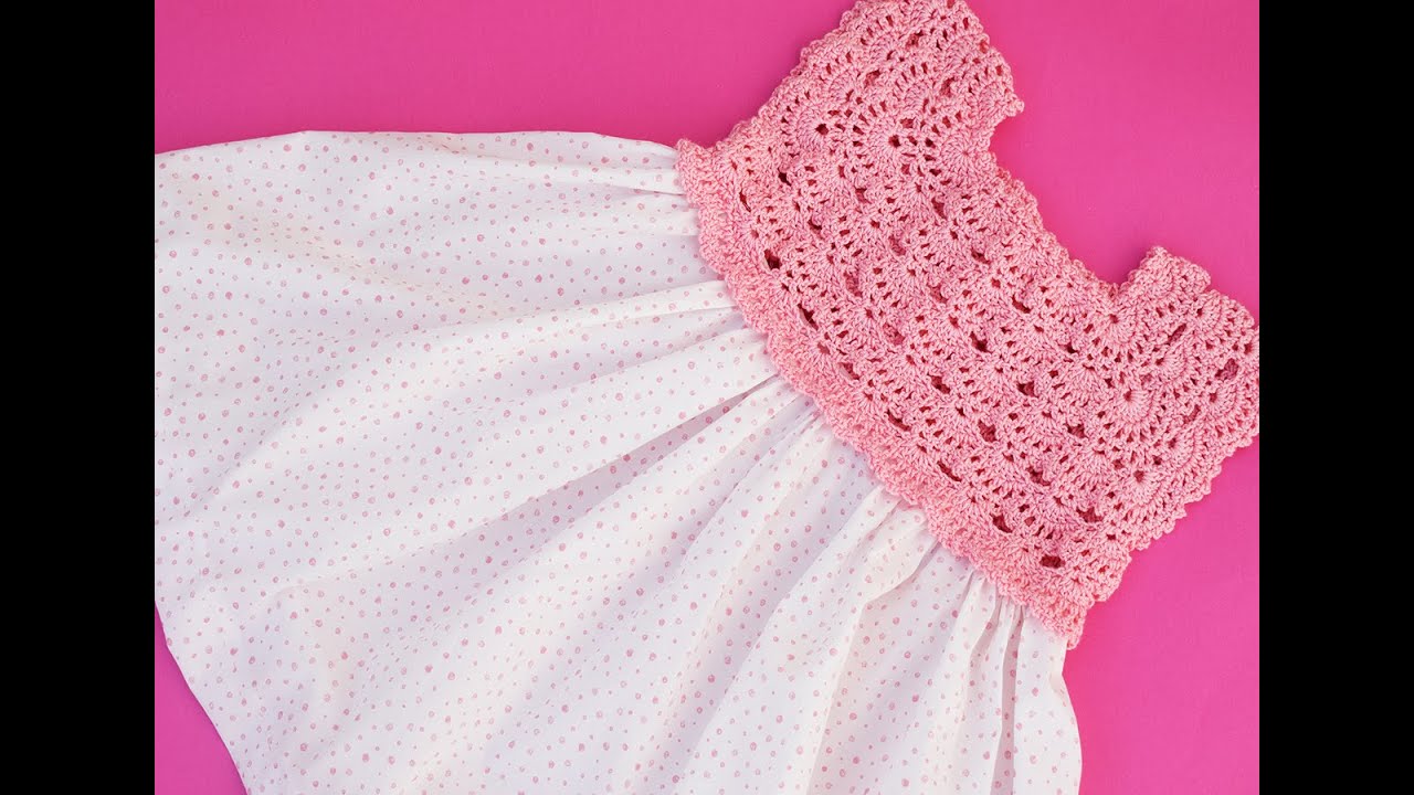 Платье с тканевой юбкой для вязания крючком @Majovel crochet english