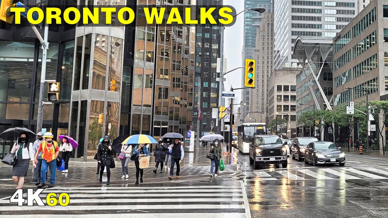 Autumn Toronto Rain Walk - Financial District to College Park (Sept 2021)