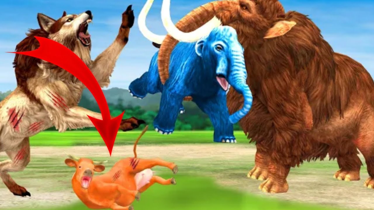 Woolly Mammoth Vs Zombie Wolf Attack Lyuba Baby Mammoth and Cartoon Cow Saved by Mammoth Revolt Tv