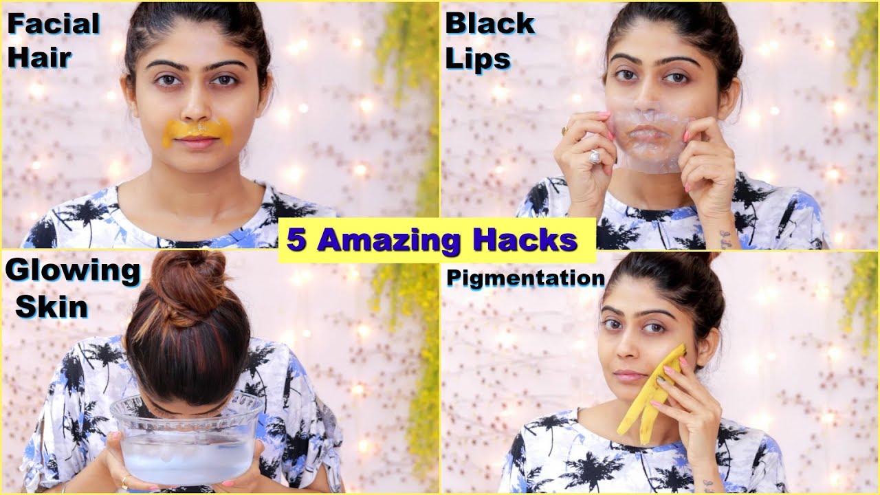 5 AMAZING HACKS For Facial Hair, Pigmentation, Black Lips And Glowing Skin