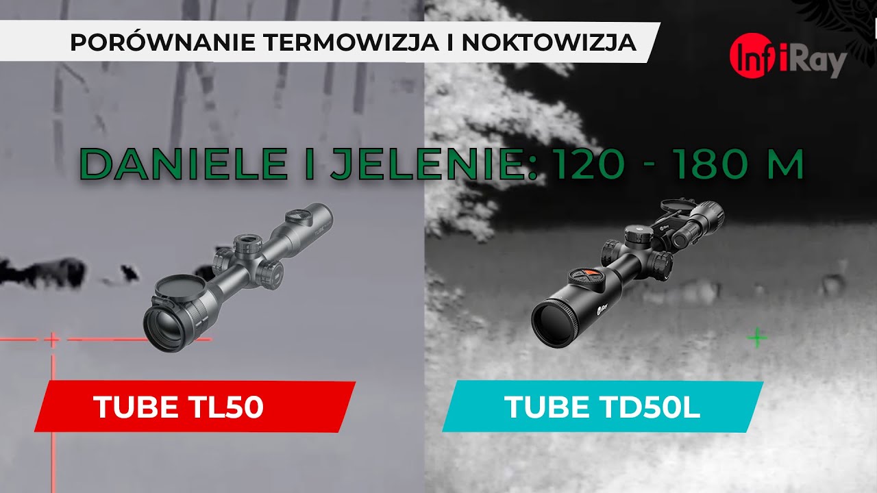 Daniele i jelenie 120 - 180 metr&oacute;w - Por&oacute;wnanie Termowizji i Noktowizji - Tube TL50 vs Tube TD50L