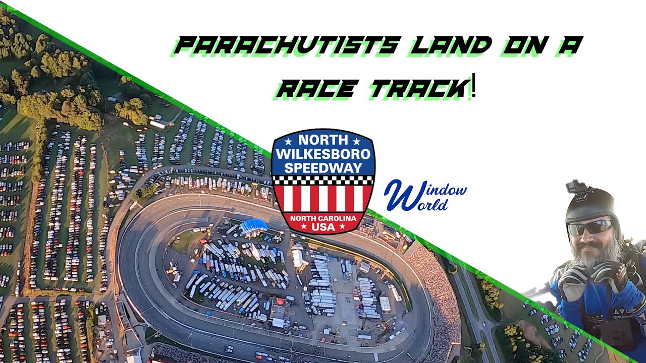 Parachute Team Flies into Race Track! (North Wilkesboro Speedway)