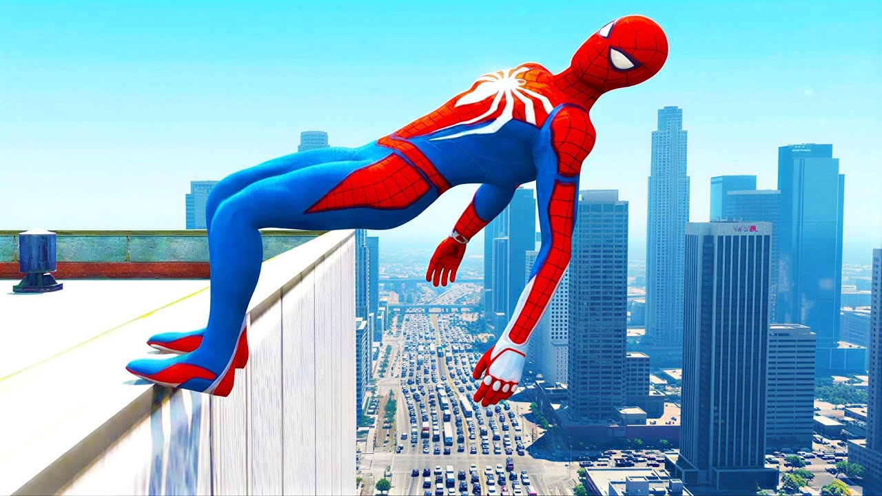 SPIDER-MAN CRAZY JUMPS/FALLS #59 (GTA 5 Spiderman Fails)