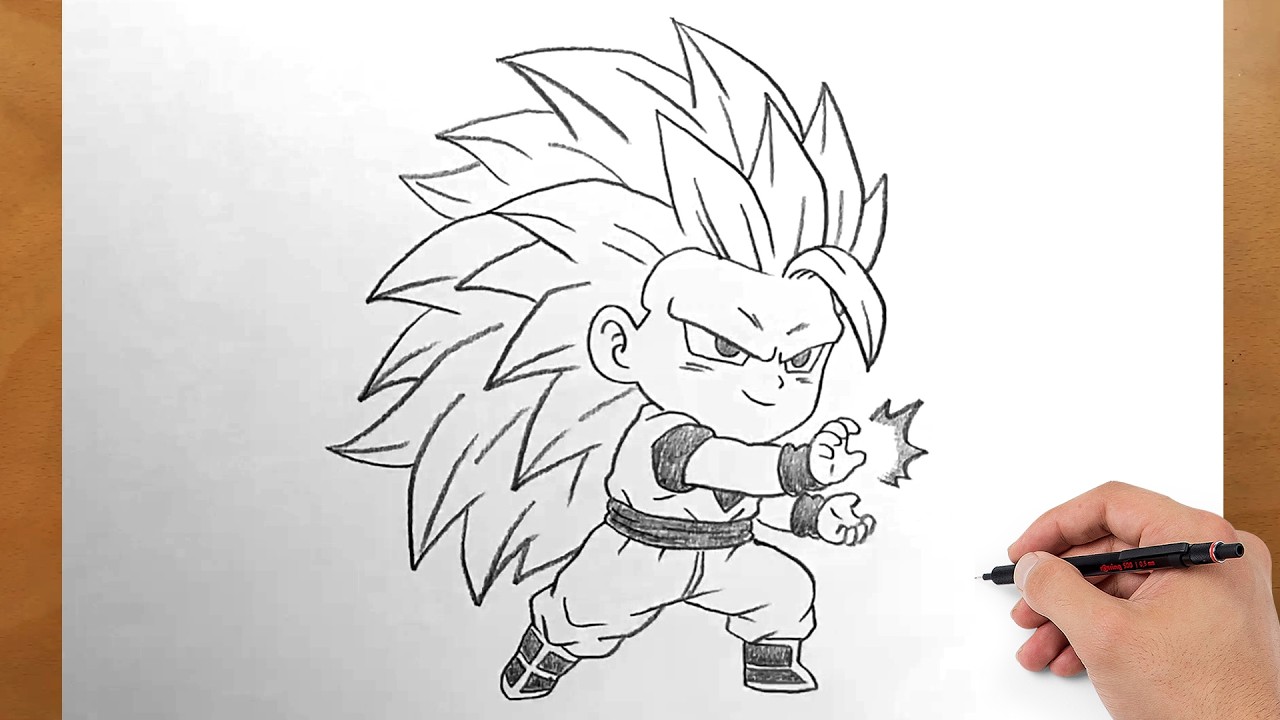 How to Draw Chibi Goku SSJ3 Step by Step | Easy Anime Drawing