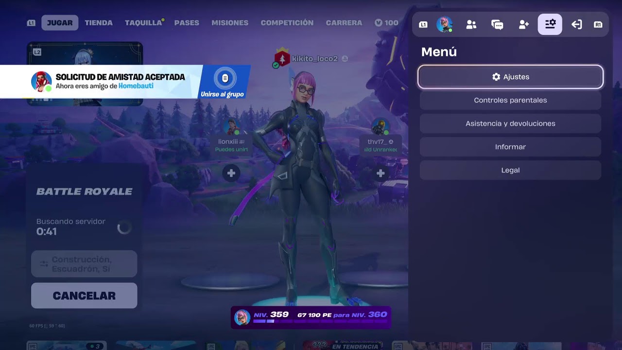 Jugando fortniteeeee mi user es kikito_loco2