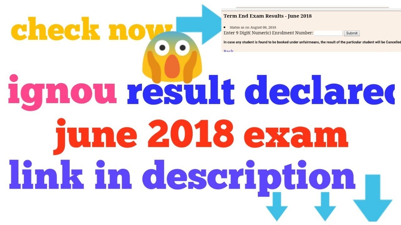 ignou result 2018 declared || ignou result bdp  2018 IGNOU JUNE 2018 RESULT