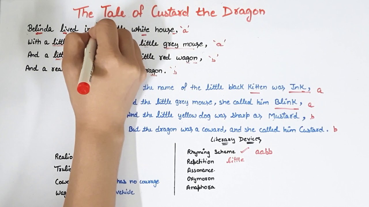 Literary devices of ' Tale Of Custard The Dragon'
