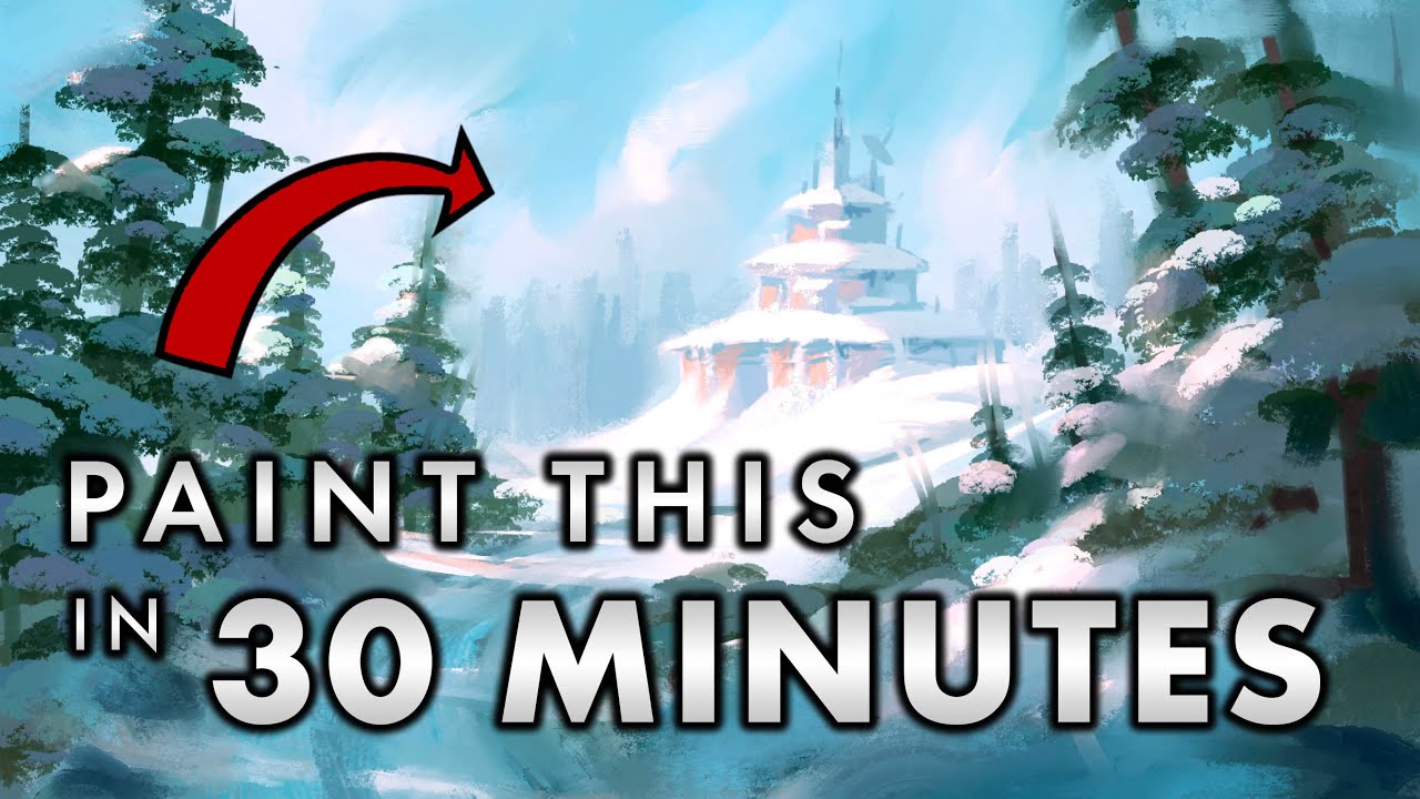Winter Scene — 30 Minute Real Time Speed Painting Walkthrough