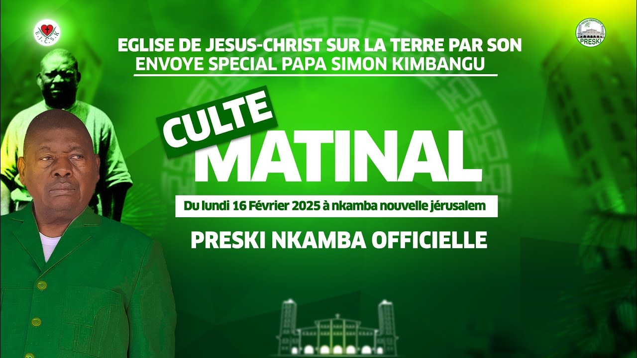 CULTE MATINAL DU LUNDI 16 FÉVRIER 2026 À NKAMBA NOUVELLE JÉRUSALEM