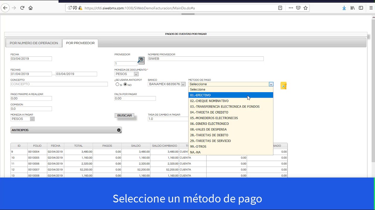 Pagos a proveedores