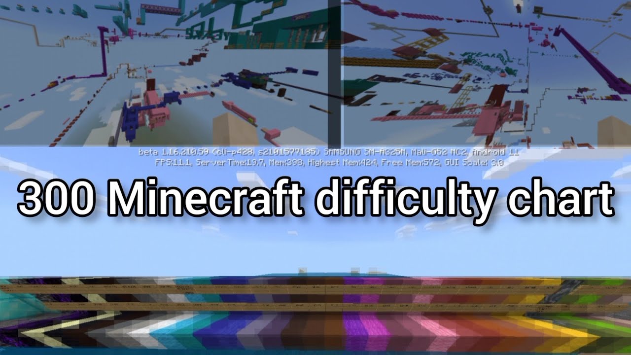 300 minecraft difficulty chart (1-300) all levels | minecraft | mirode12