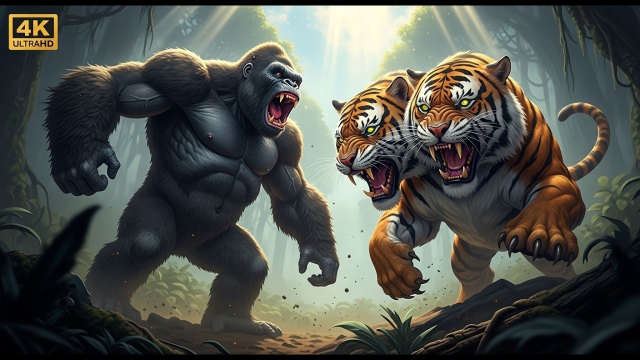 King Kong vs the Two-Headed Tiger: Epic Jungle Battle!