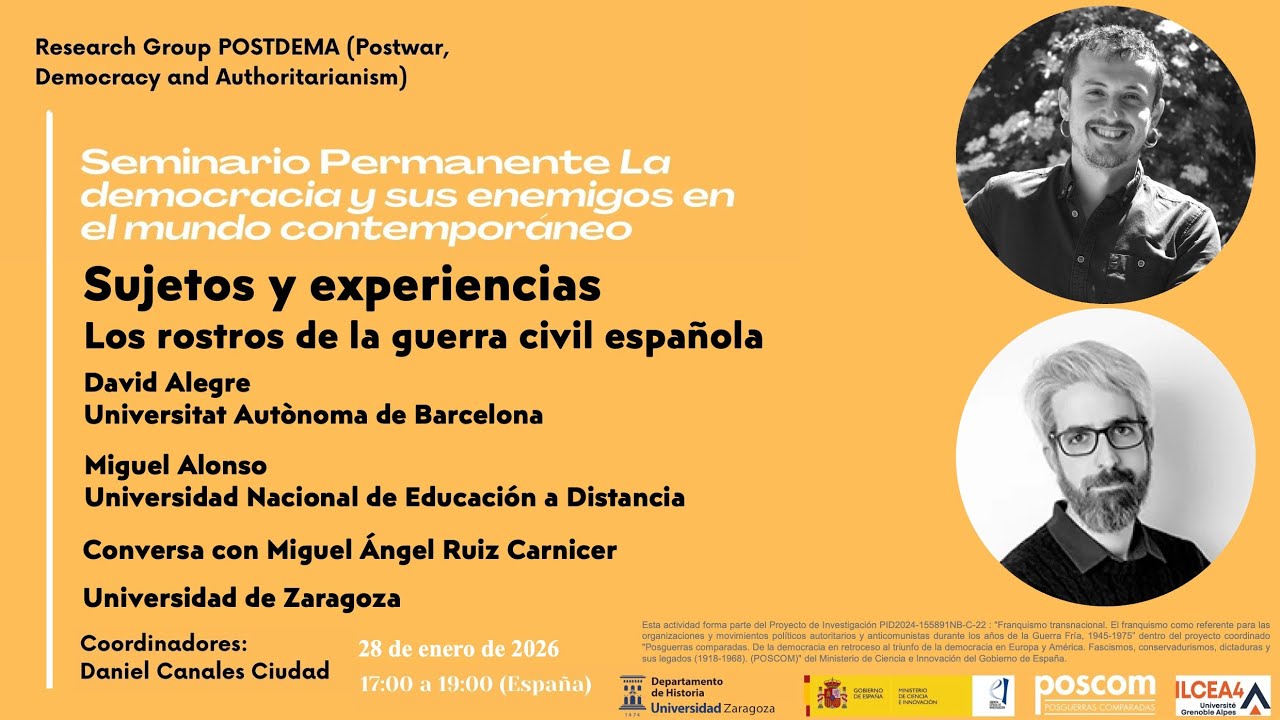 𝗦𝘂𝗷𝗲𝘁𝗼𝘀 𝘆 𝗲𝘅𝗽𝗲𝗿𝗶𝗲𝗻𝗰𝗶𝗮𝘀. Los rostros de la guerra civil española con David Alegre y Miguel Alonso