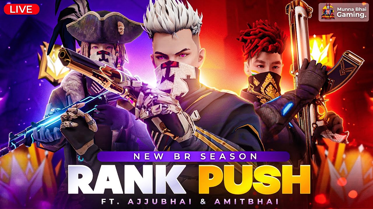 Free Fire Rank Push To Grandmaster - Free Fire Live In Hindi With AjjuBhai & AmitBhai - Munna Bhai