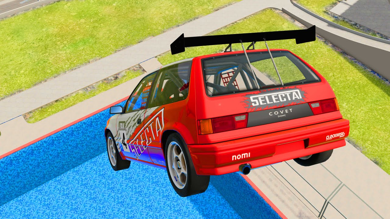 02 High Speed Jumping In Pool - BeamNG drive - YouTube