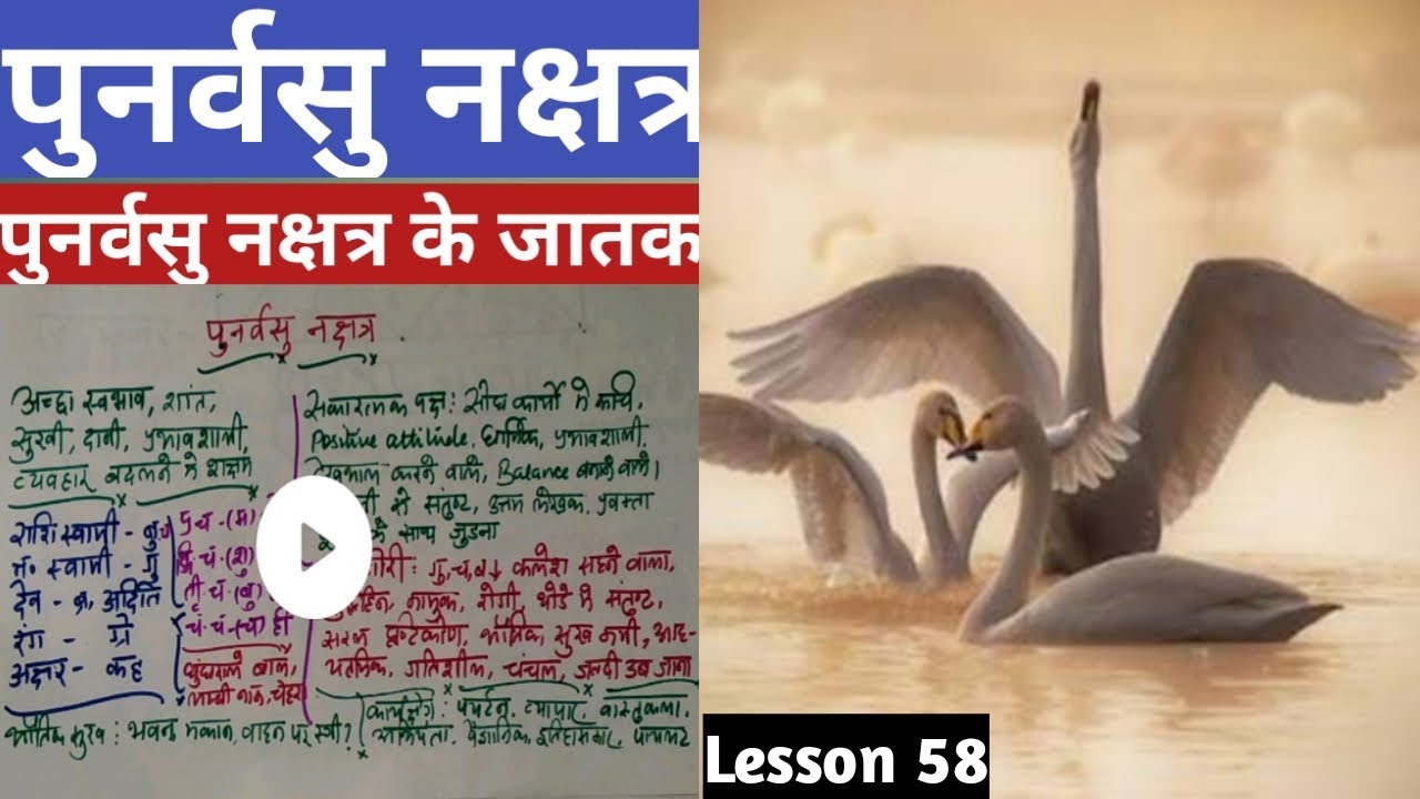 Lesson 58 – पुनर्वसु नक्षत्र के जातक, punarvasu nakshatra, people born in punavasu nakshatra