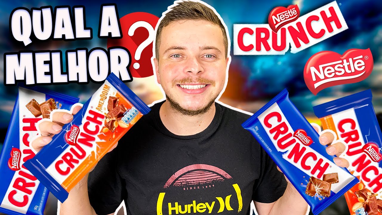 PROVAMOS AS BARRAS DE CHOCOLATE CRUNCH ORIGINAL E COM AMENDOIM / QUAL É A MELHOR BARRA?