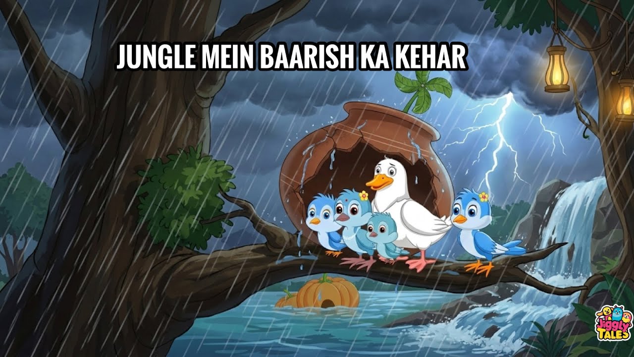 Jungle Mein Baarish Ka Kehar | Jiggly Tales - Kids Hindi Kahaniya