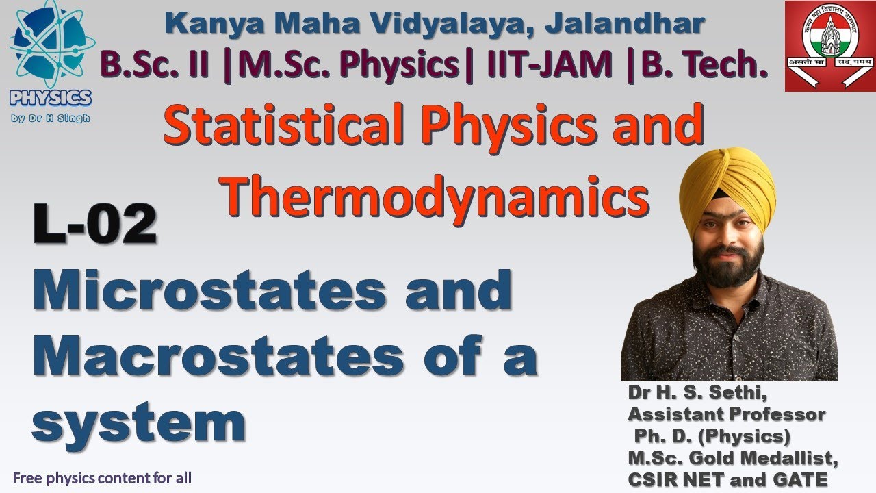 Statistical Physics and Thermodynamics L 2| Microstates and Macrostates of a system | B.Sc. 2 | MSc