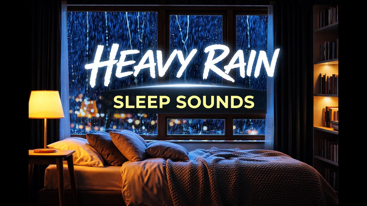 Heavy Rain Sounds on Window for Deep Sleep | Cozy Bedroom Rain Ambience (4 Hours)