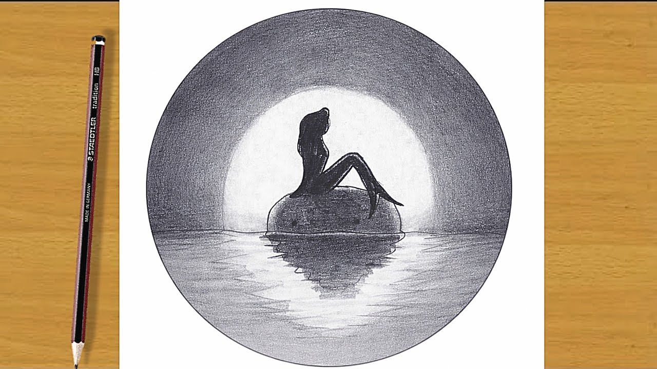How to Draw a Girl Sitting by the Water – Easy Pencil Drawing