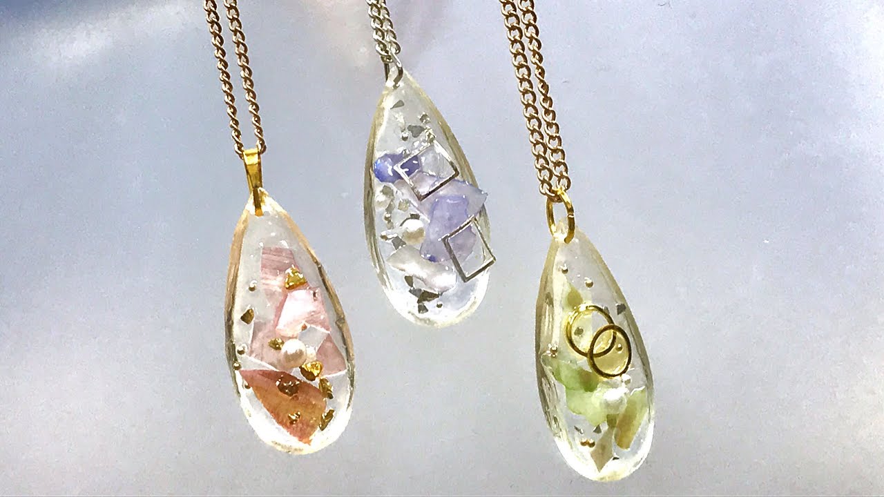 【UVレジン　100均】セリアのクラッシュシェルを使って大人なネックレス作ってみました！UV resin Crash shell necklace