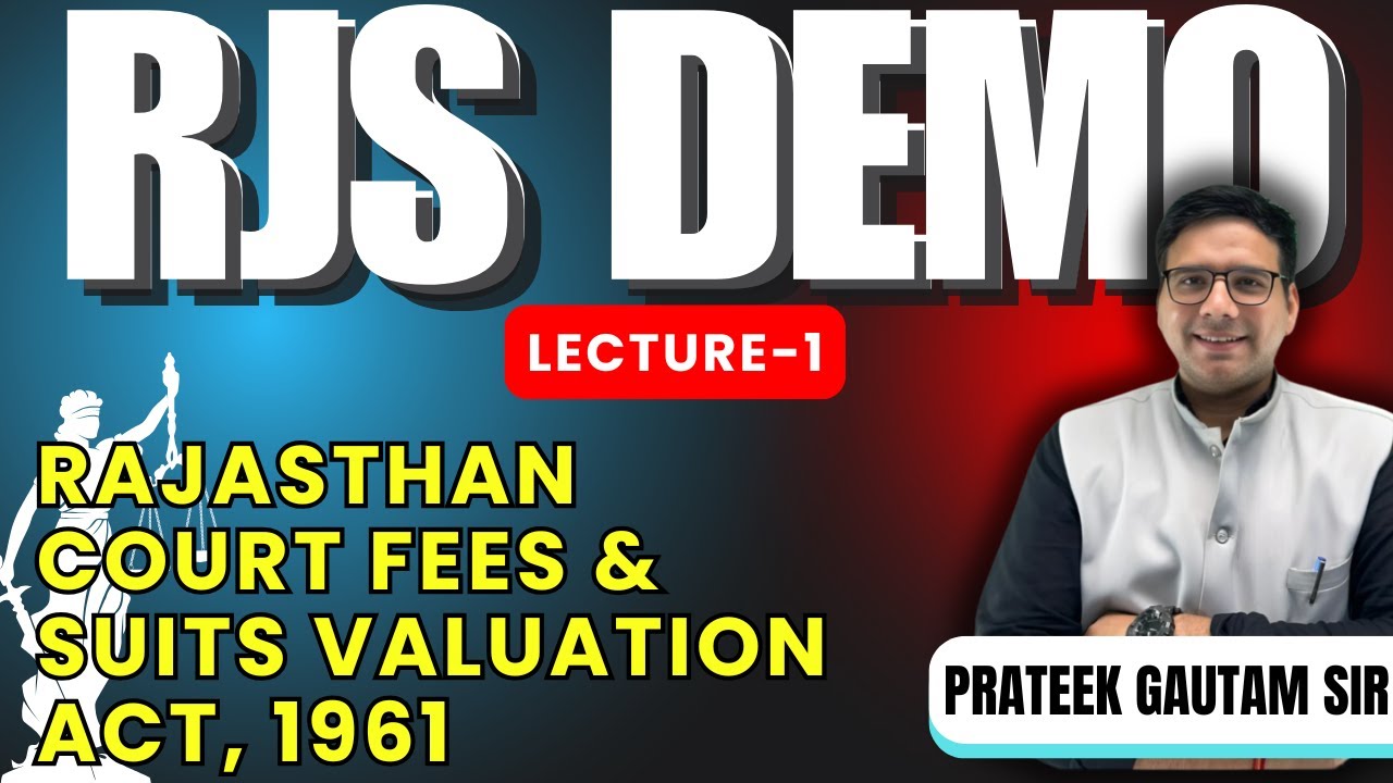 RJS 2025 Demo Lecture by Prateek Gautam Sir | Rajasthan Court Fees & Suits Valuation Act, 1961