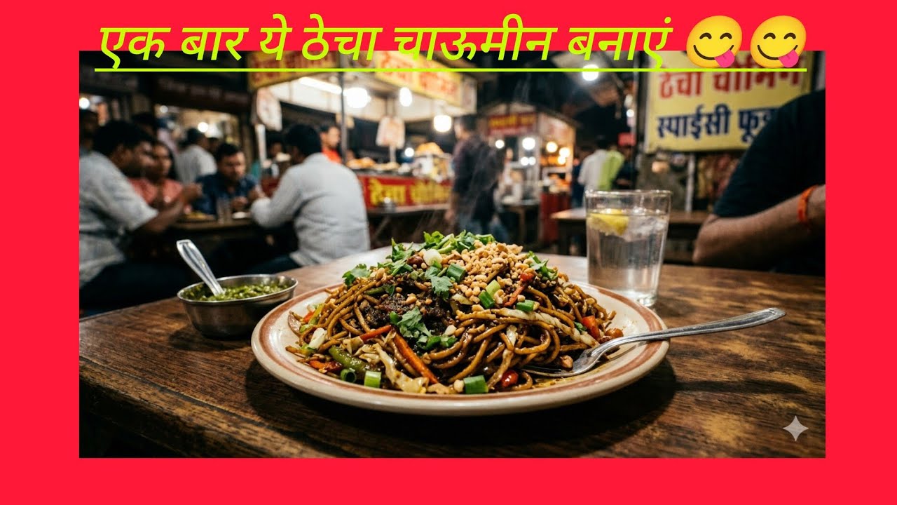 मजा ही आ जाएगा ये ठेचा चाऊमीन खा के 😋😋।।