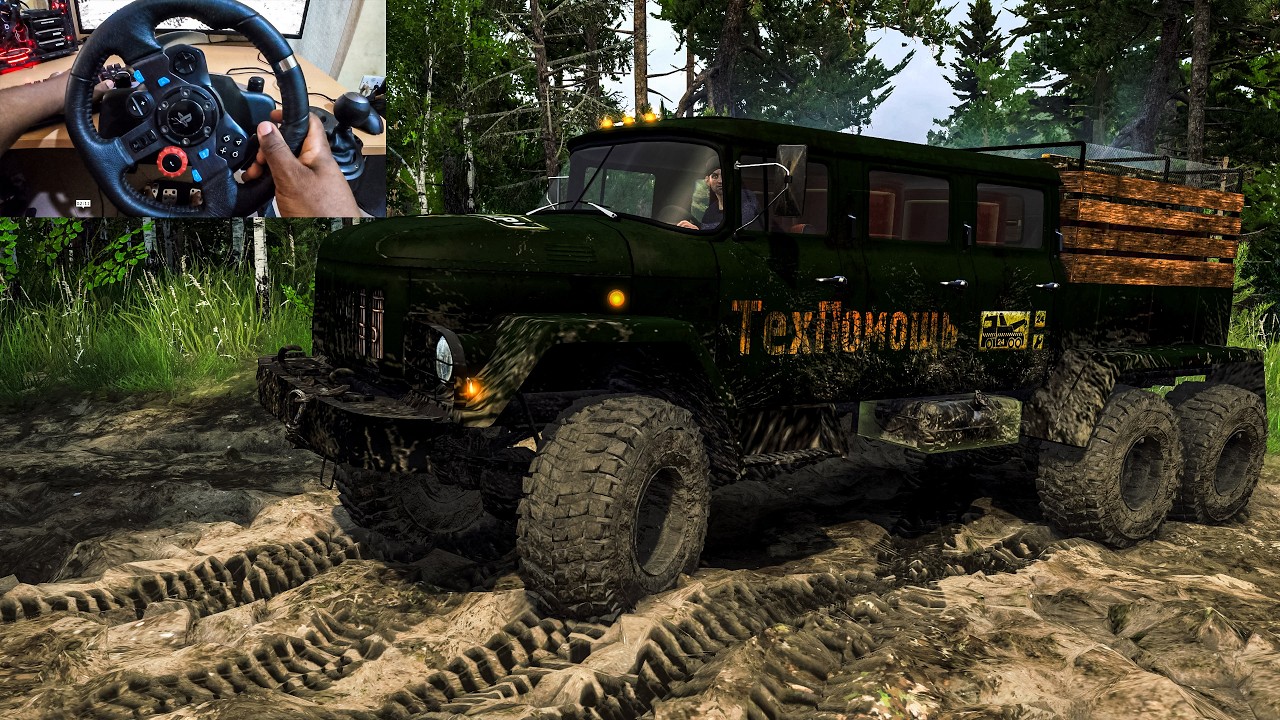 Zil 131 TechHelp Forest Off Road in Mudrunner 4K60 with G29 Manual Steering and Shifter