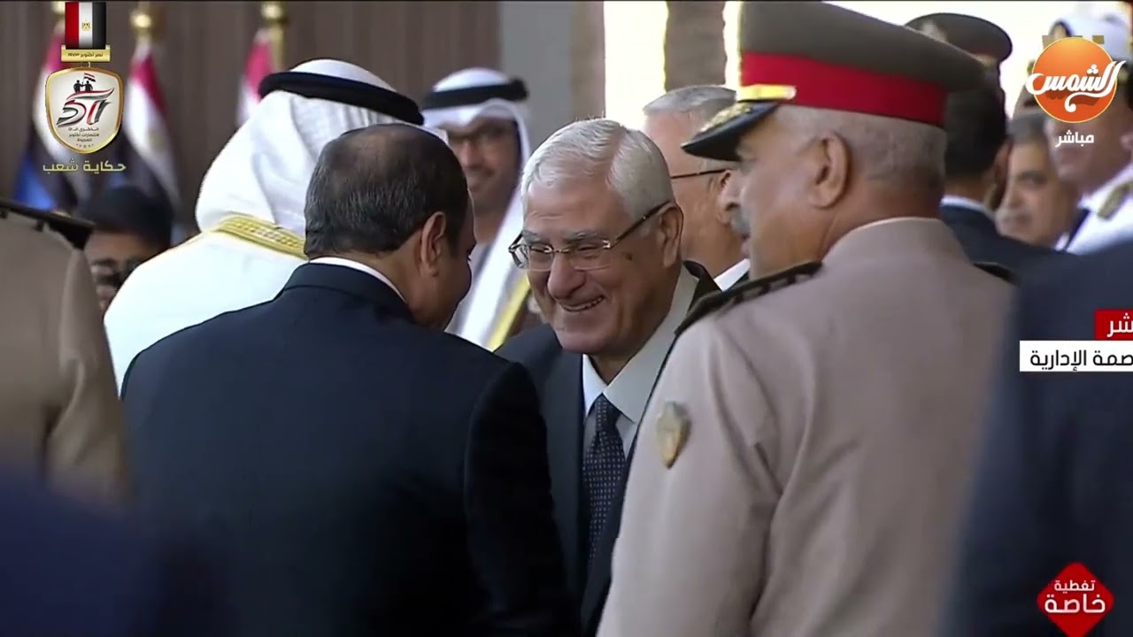 لحظة وصول الرئيس السيسي ونظيره الإماراتي لمقر الأكاديمية العسكرية الجديد بالعاصمة الإدارية