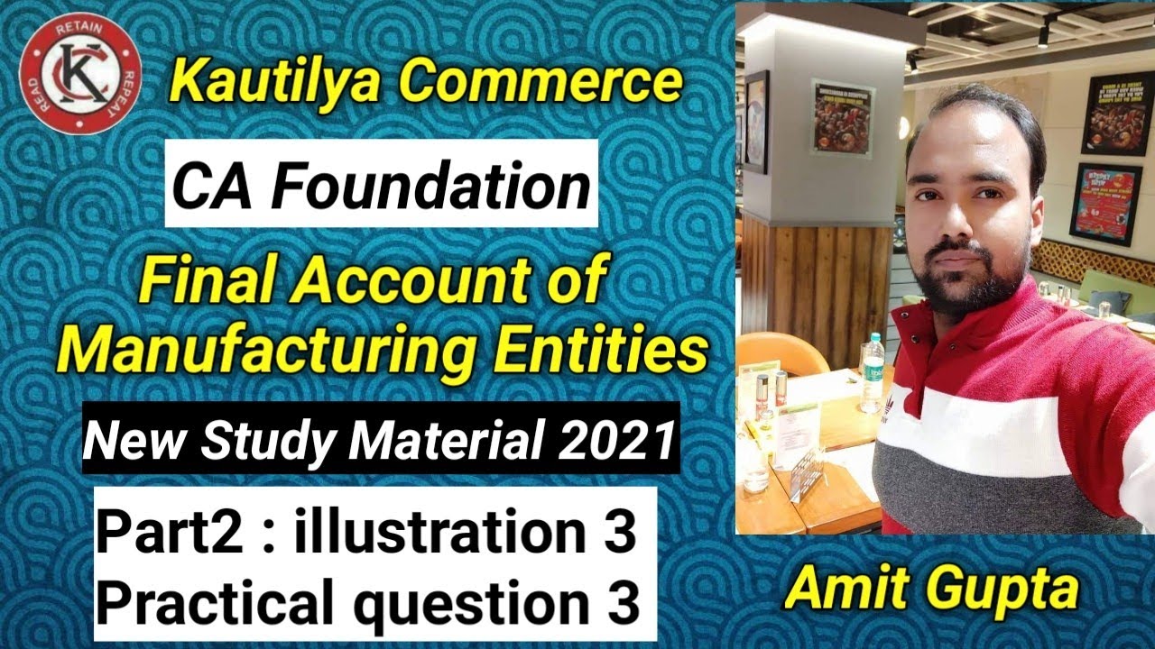 CA Foundation : Final Account of Manufacturing Entities | New Study Material 2021| Part2