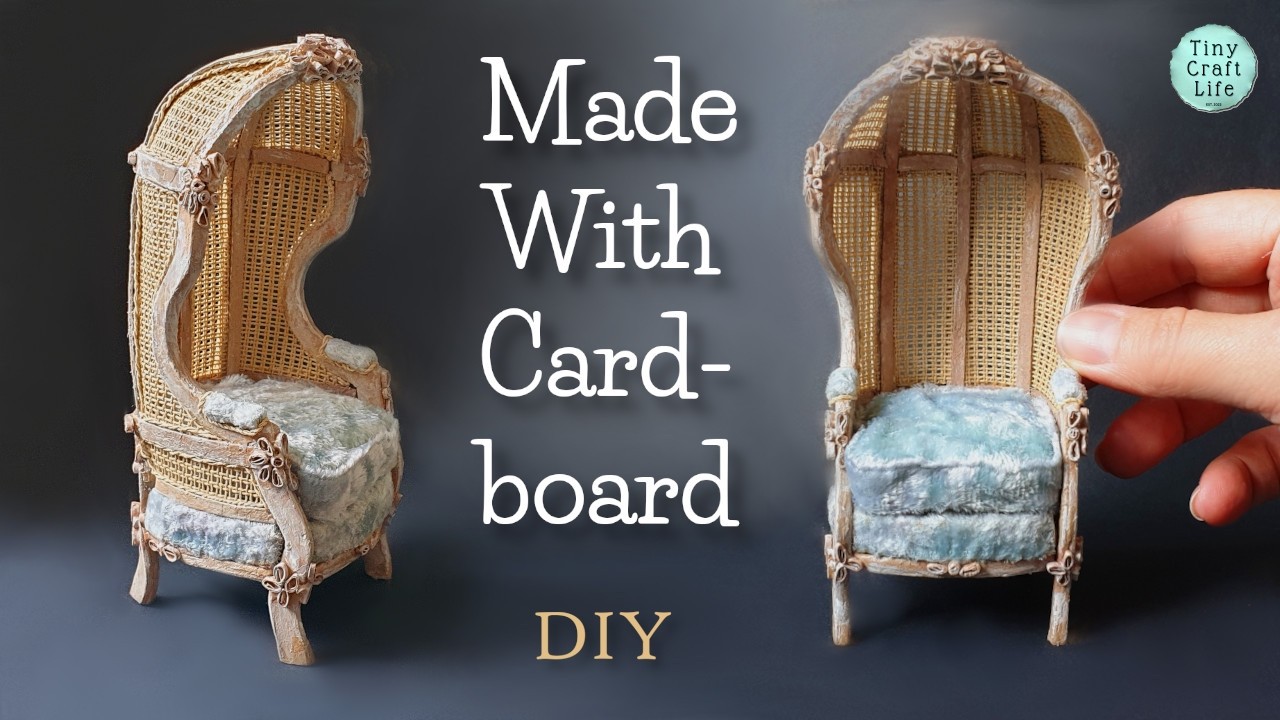 DOLLHOUSE CHAIR #PortersChair #HoodChair #Bergère #Miniatures #CardboardMiniatures #CanopyChair