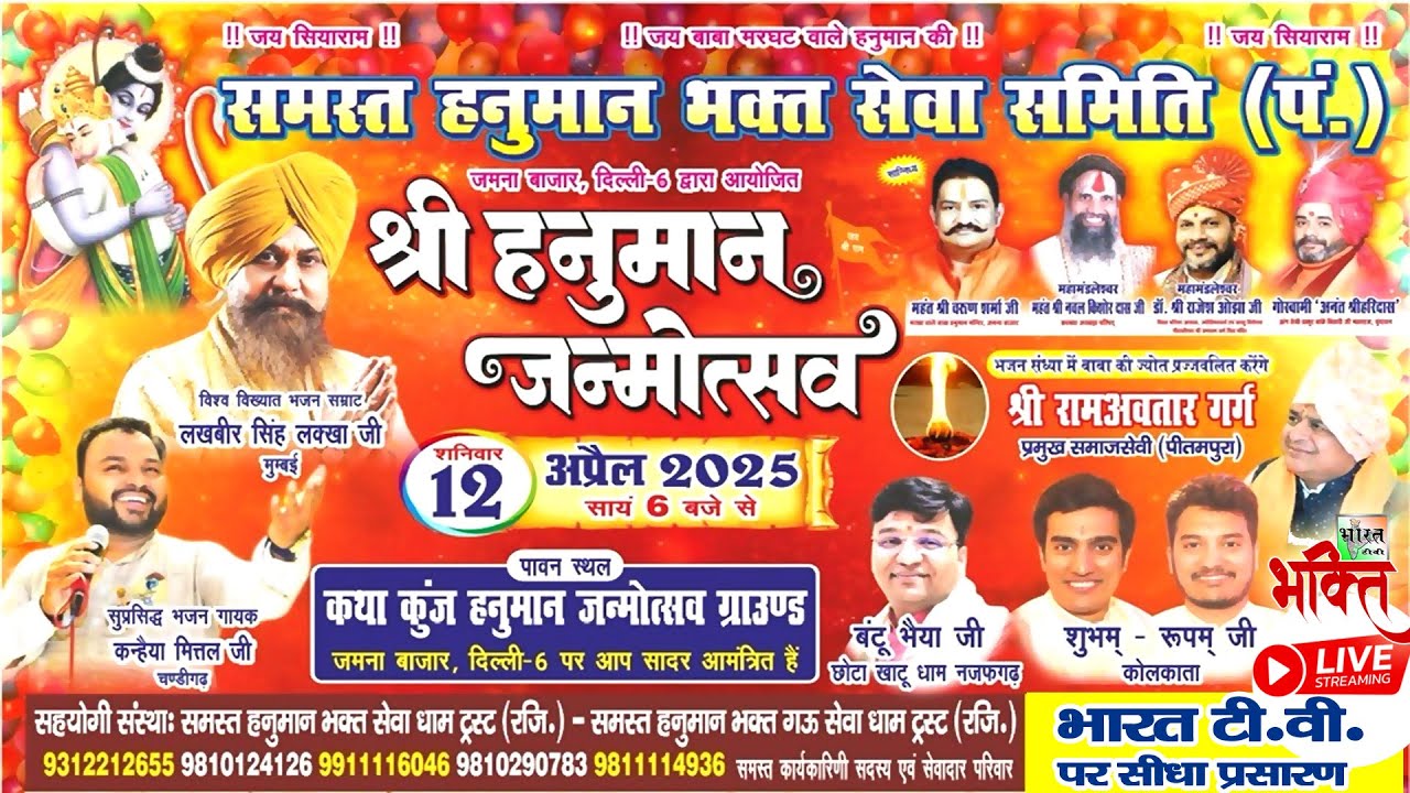 LIVE श्री हनुमान जन्मोत्सव | श्री मरघट वाले बाबा हनुमान मंदिर, कथा कुंज जमुना बाजार, दिल्ली |
