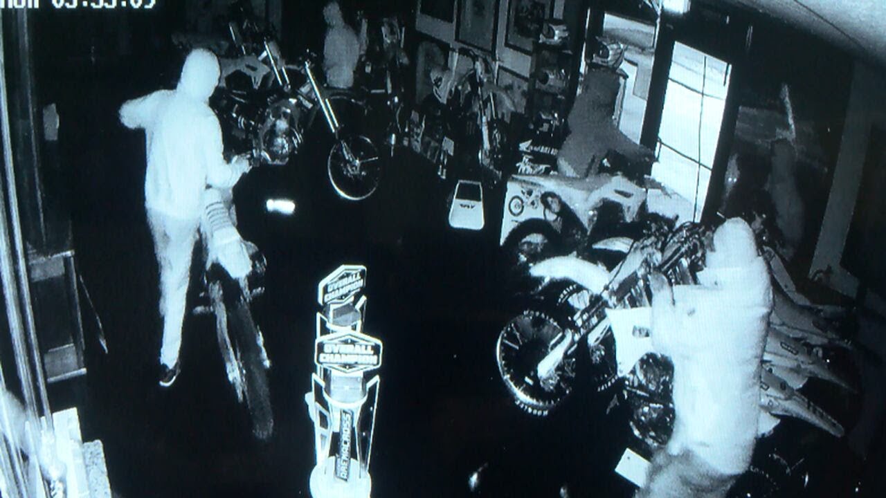 Quarter of a million dollars worth of motocross bikes stolen video surveillance shows