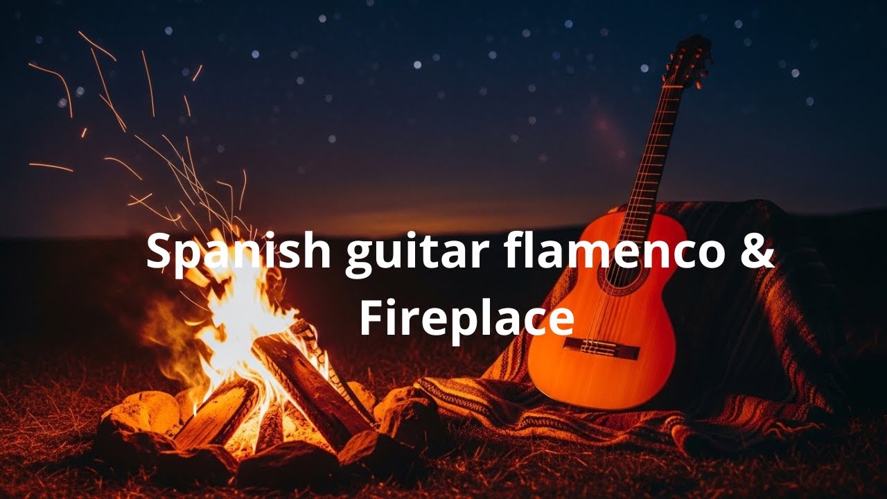 Cozy Crackling Fireplace 🔥 Sensual Spanish Guitar Romantic Relaxing Music | Warm Night Ambience